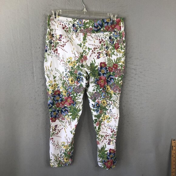 Joseph Ribkoff Pants Womens 16 Multicolor Floral Print Cropped Stretch Canada - Picture 2 of 15
